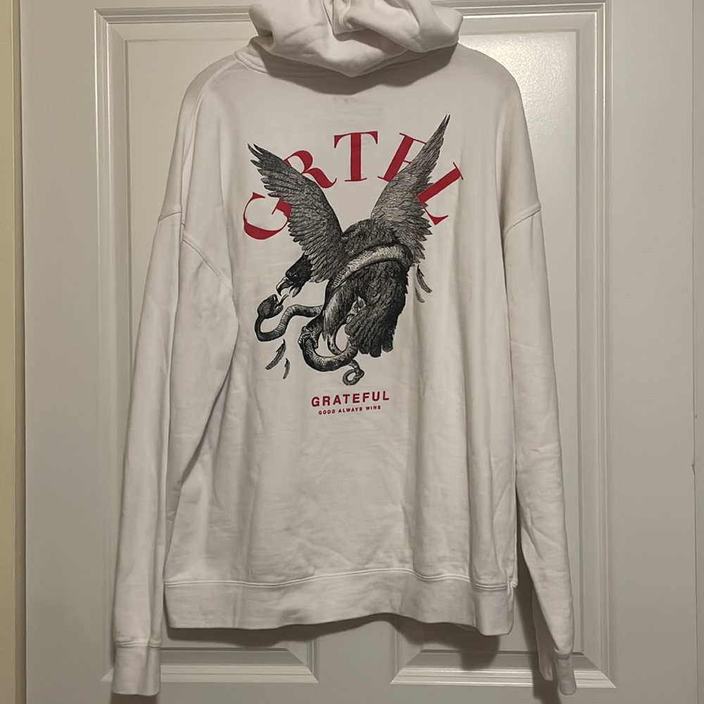 Grateful Apparel Clothing Company White Hoodie  “Good Always Wins” Mens 2XL